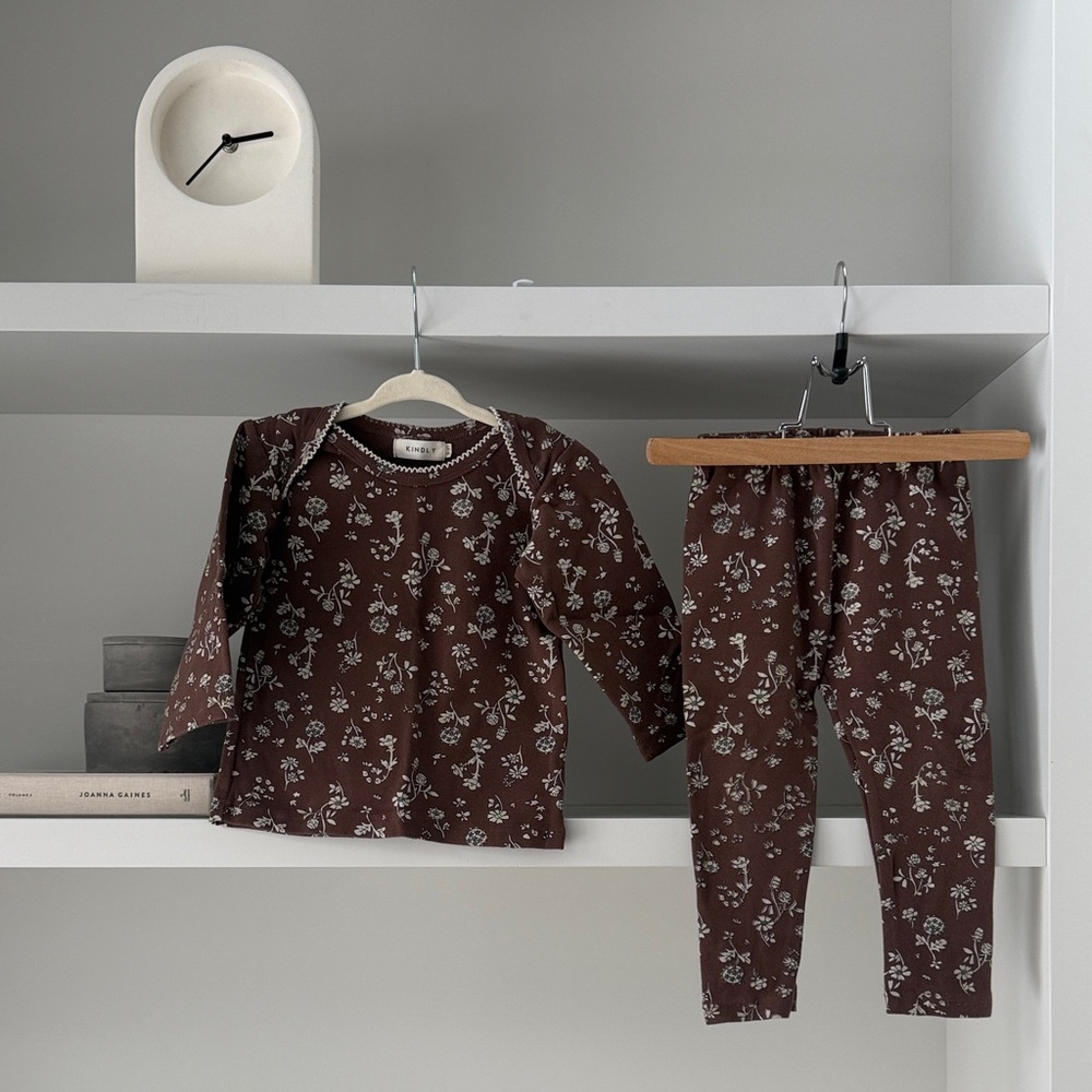 Kids Floral Matching Set in Dark Brown - Kindly The Label